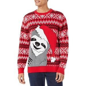 Alex Stevens Christmas Sweater Men's Unisex XL Sloth With Santa Hat Christmas